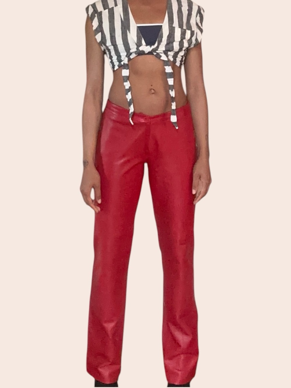 BCBG MaxAzria Red Leather Pants - Picture 2 of 4